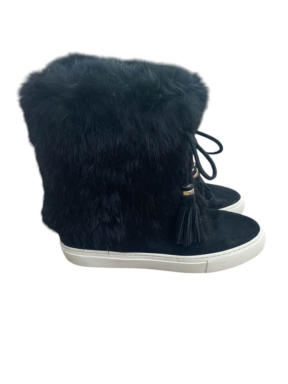 Tory Burch Anjelica Boots, Rabbit Fur, Leather Accents, Size 8, EUC